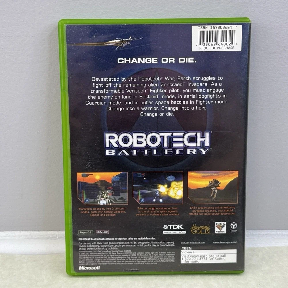Robotech: Battlecry‎ (Microsoft Xbox, 2002) Case and Disc - Tested